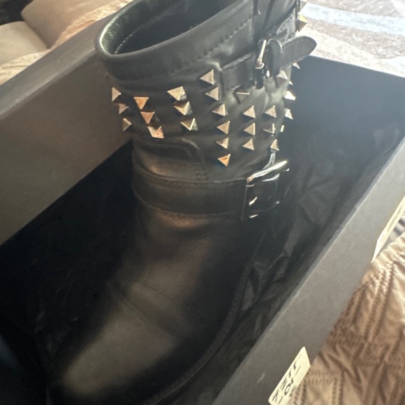 Valentino Garavani Black Ankle Boots with Silver Studs - Picture 1 of 6